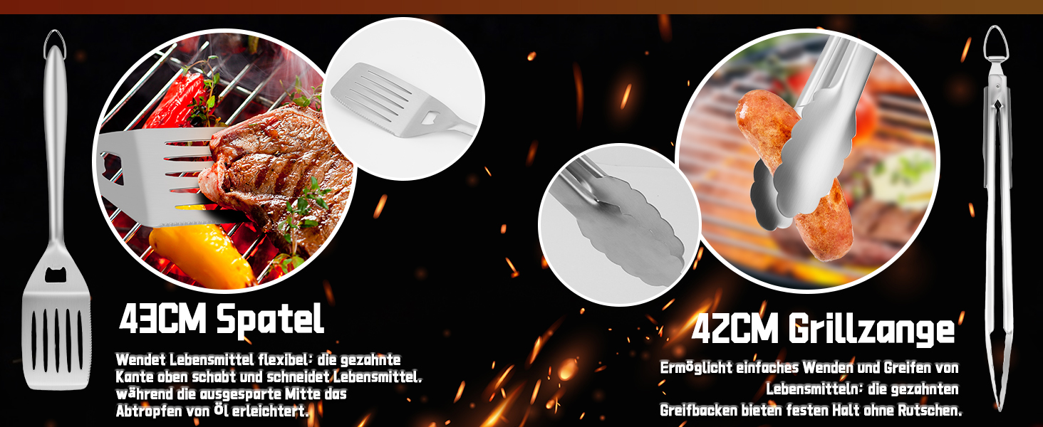 Набір аксесуарів для гриля з нержавіючої сталі на 9 частин, преміум-якість, для чоловіків та батьків, ідеальний подарунок на день народження/Новий рік, для BBQ, гриля та кемпінгу, з сумкою, включає шпатель, щипці