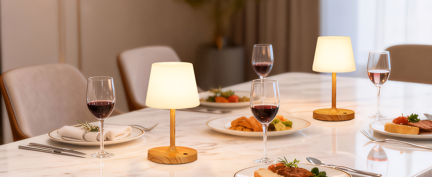 Світлодіодна настільна лампа бездротова з сенсорним керуванням, акумуляторна, з регулюванням яскравості та функцією пам'яті для спальні, кафе, вулиці, з імітацією текстури дерева