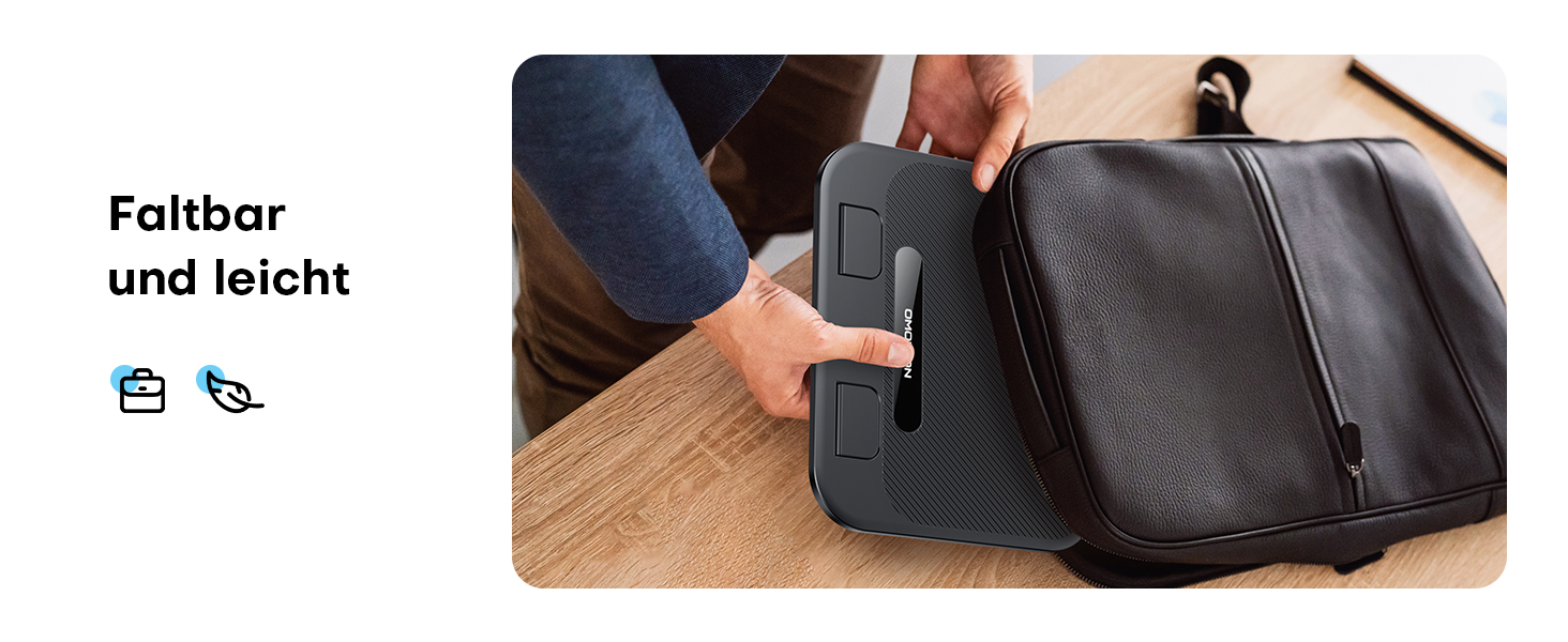 Підставка для ноутбука OMOTON, міцна металева основа, 360° обертання, складана ергономічна підставка для ноутбука – для 15-дюймових MacBook та ноутбуків – класичний чорний колір