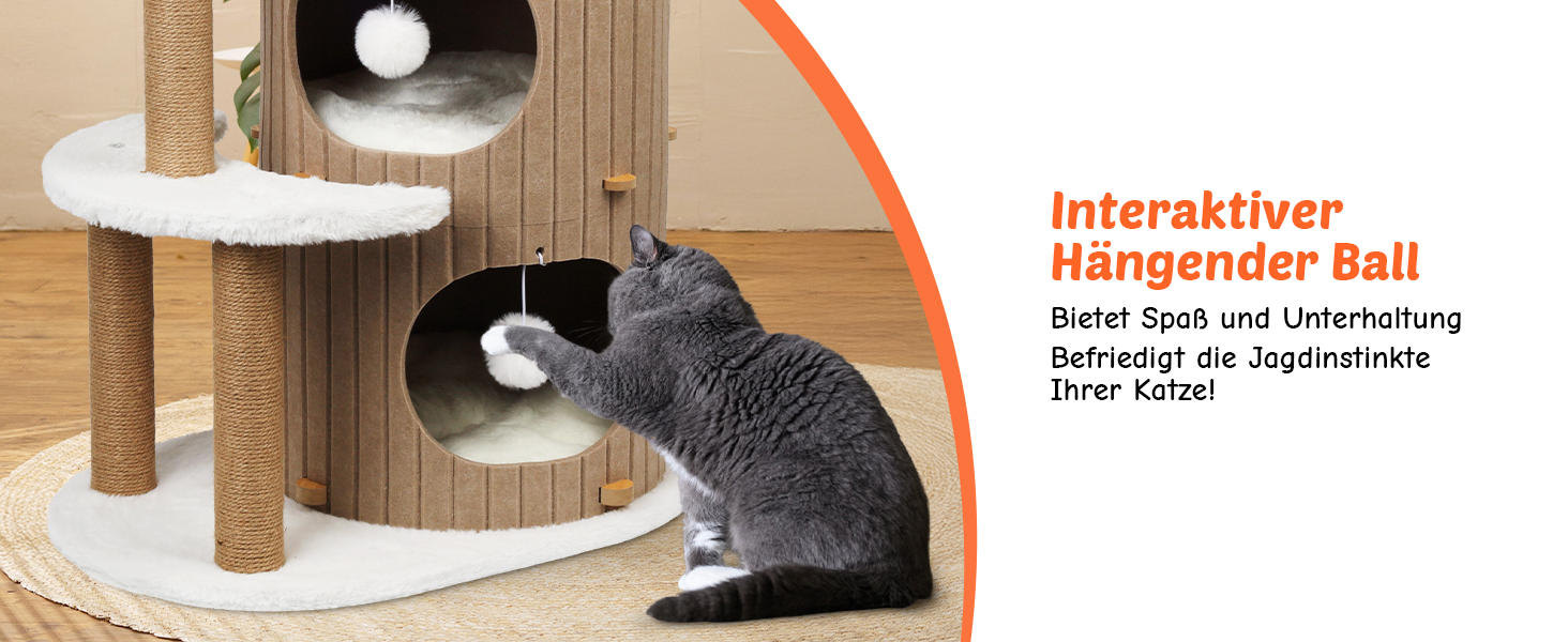 Котячий будиночок з подряпальником - великий, стійкий, з біо-льону, для котів до 25 кг (Бежевий)