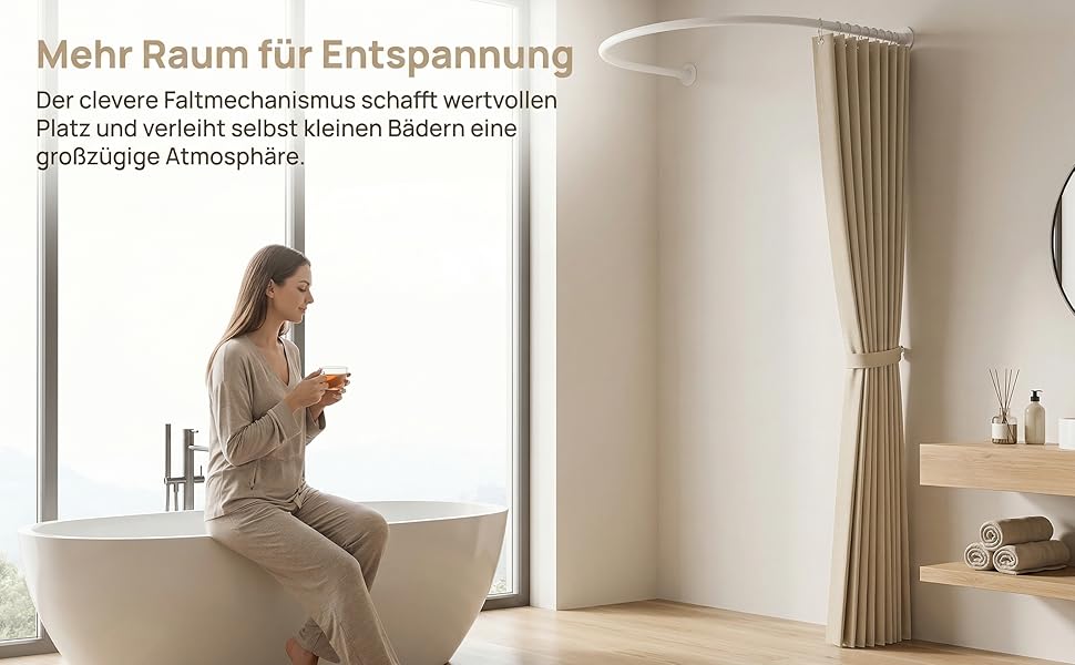 Штора для ванної кімнати анти-грибок водонепроникна магнітна з гачками, текстильна, 180x200 см, сіра