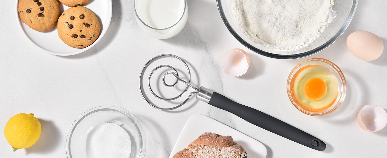 Міксер для тіста U-Taste: ручний вінчик для випічки з нержавіючої сталі 18/8, 32 см, чорний