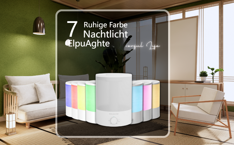 Зволожувач повітря MegaWise 3,5 л з холодним туманом – ультратихий ультразвуковий зволожувач для дитячої кімнати, спальні та офісу