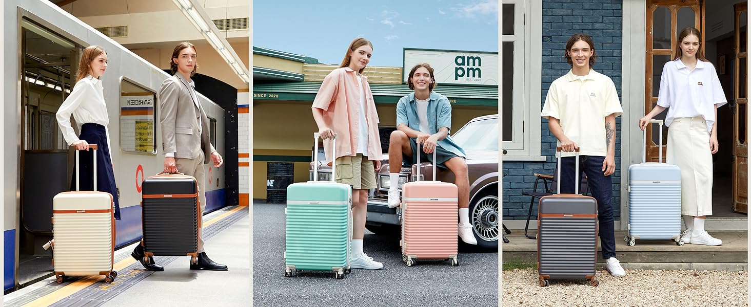 Набір валіз Joyway 5шт з ABS пластику, розширюваний, з TSA-замком. Включає: валізу-тролі, 1 велику сумку та 1 косметичку. Білий набір валіз