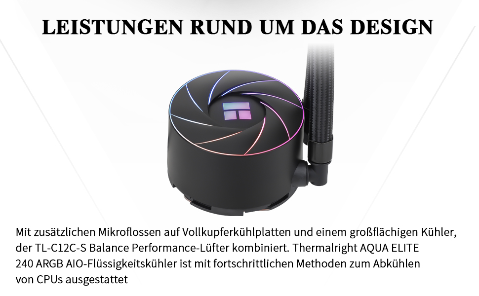 Thermalright AQUA ELITE 360 ARGB: Система водяного охолодження CPU з 3 вентиляторами 120мм, 1550RPM, для AMD/Intel