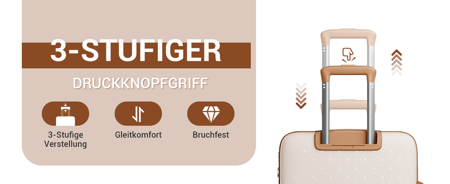 Великий валіза KONO з підсклянником, жорсткий корпус, легкий, поліпропілен, розширюваний, 4 колеса, TSA-замок, чорний/коричневий (кремовий/коричневий), XL