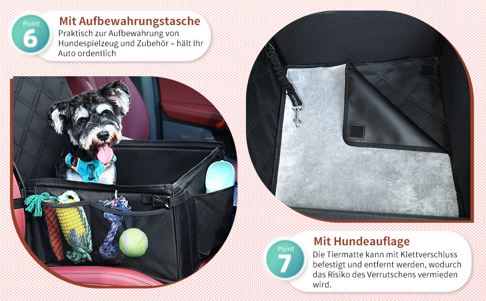 Автокрісло для собак KYG - стабільне, водовідштовхувальне, неслизьке та стійке до подряпин, для маленьких собак, для переднього та заднього сидіння (Чорний) 6696