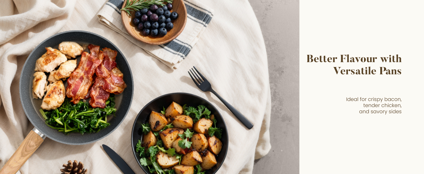 Набір посуду Kitchen Academy індукційний 10 предметів, гранітне антипригарне покриття, товстостінний, без PFOA/PFAS