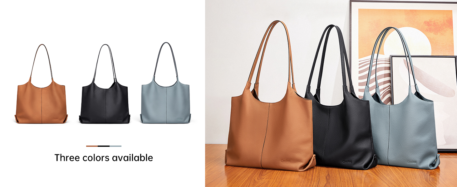 Шкіряна сумка-шопер Cnoles для жінок, велика сумка-тоут на плече для офісу, школи, покупок, коричнева 39x12x28.5 см