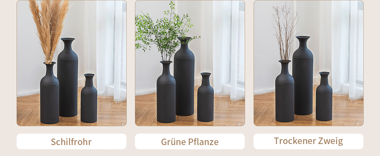 Large White Metal Floor Vase - Modern Textured Design, 68/51/41cm - Perfect for Pampas Grass & Home Decor