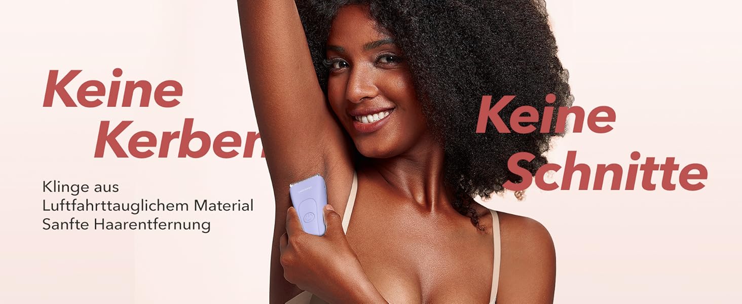 Електричний жіночий триммер для інтимної зони з 3 насадками та змінними керамічними лезами, фіолетовий