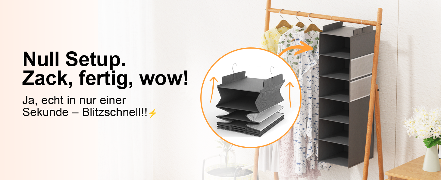 Організатор для шафи Extra Tief – 4 кишеньки з сітки, органайзер для шафи, настінний органайзер, стабільний та економний, ідеальний для гуртожитку та автодому (Сірий, 6-ярусний)