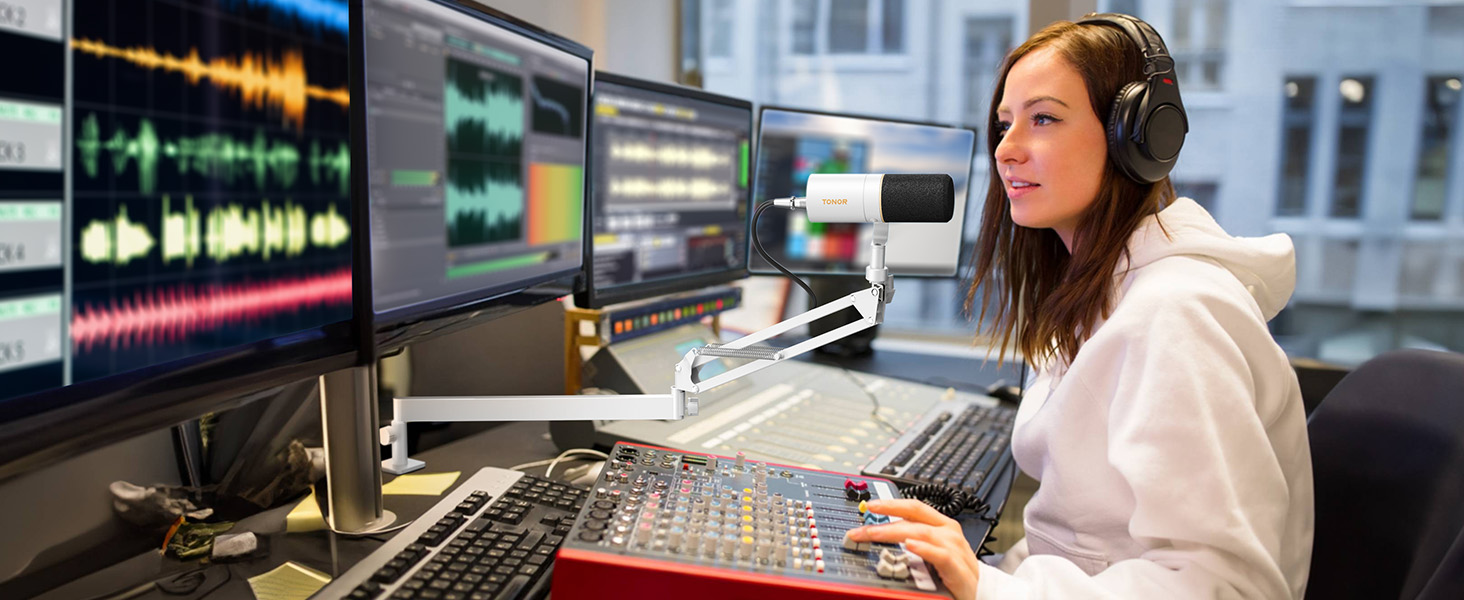 Тримач для мікрофона TONOR T20LP з низьким профілем - регульований штатив для геймінгу, подкастингу та запису звуку