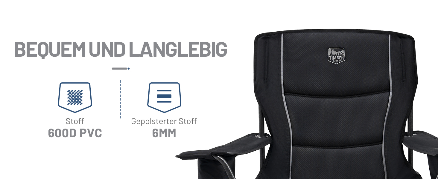 Кампінговий стілець розкладний Timber Ridge 2 шт, 200 кг, 63 см, з ізольованою сумкою-холодильником, чорний