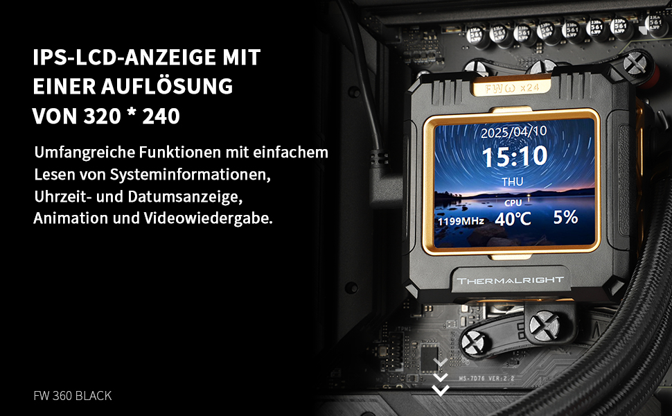 Система рідинного охолодження процесора Thermalright Frozen Warframe 360 ARGB Black, LCD-дисплей 2.4