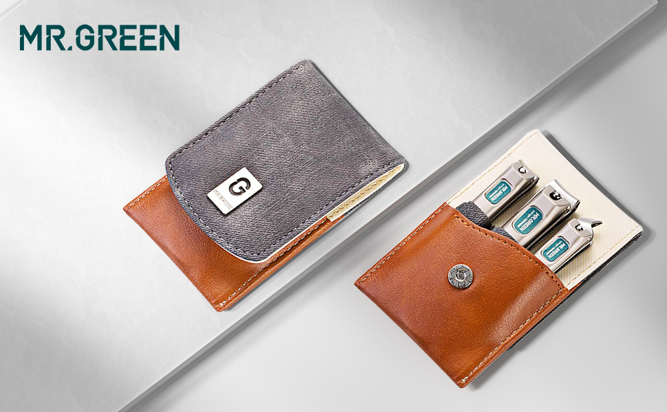 Набір для манікюру Mr. Green: 3 шт. кусачки для нігтів, пінцет, Solingen Edelstahl, шкіряний футляр