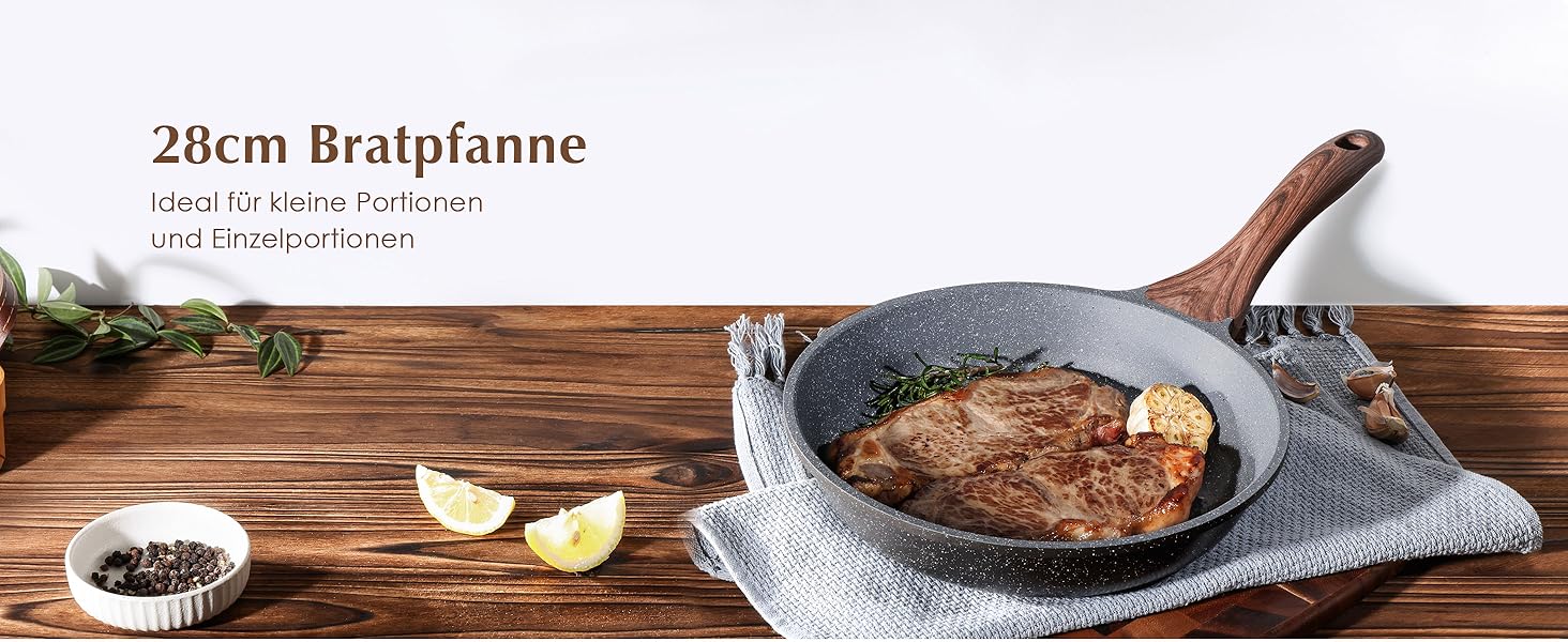 Сковорода SENSARTE з антипригарним покриттям, 24 см, з гранітною керамікою, для плити та індукції, без PFOA/PTFE/PFAS