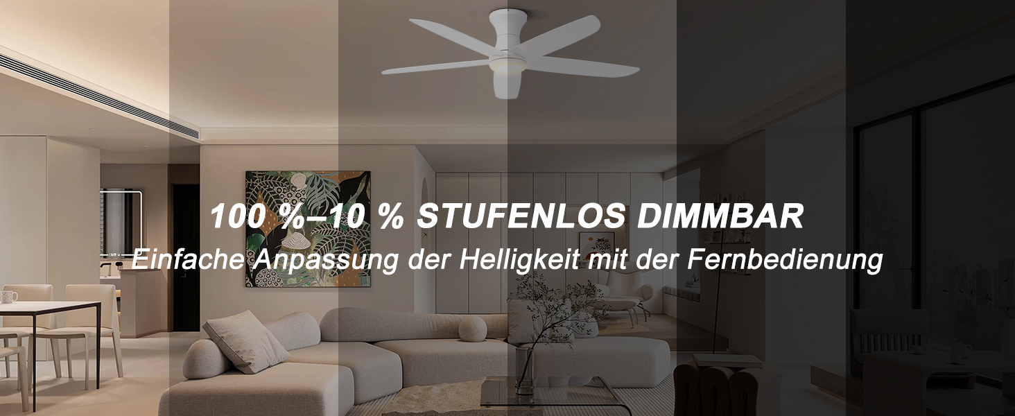 Стеляний вентилятор Ohniyou з підсвіткою та пультом керування, 117 см, керування через додаток, регульована яскравість, тихий DC-двигун, для спальні, тераси, кухні (білий)