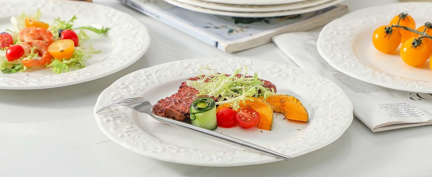 Набір сервірувальних тарілок UIBFCWN, 8 штук, порцеляна, 25,4 x 15,2 см, білі, для десерту, суші, закусок, тортів, салатів