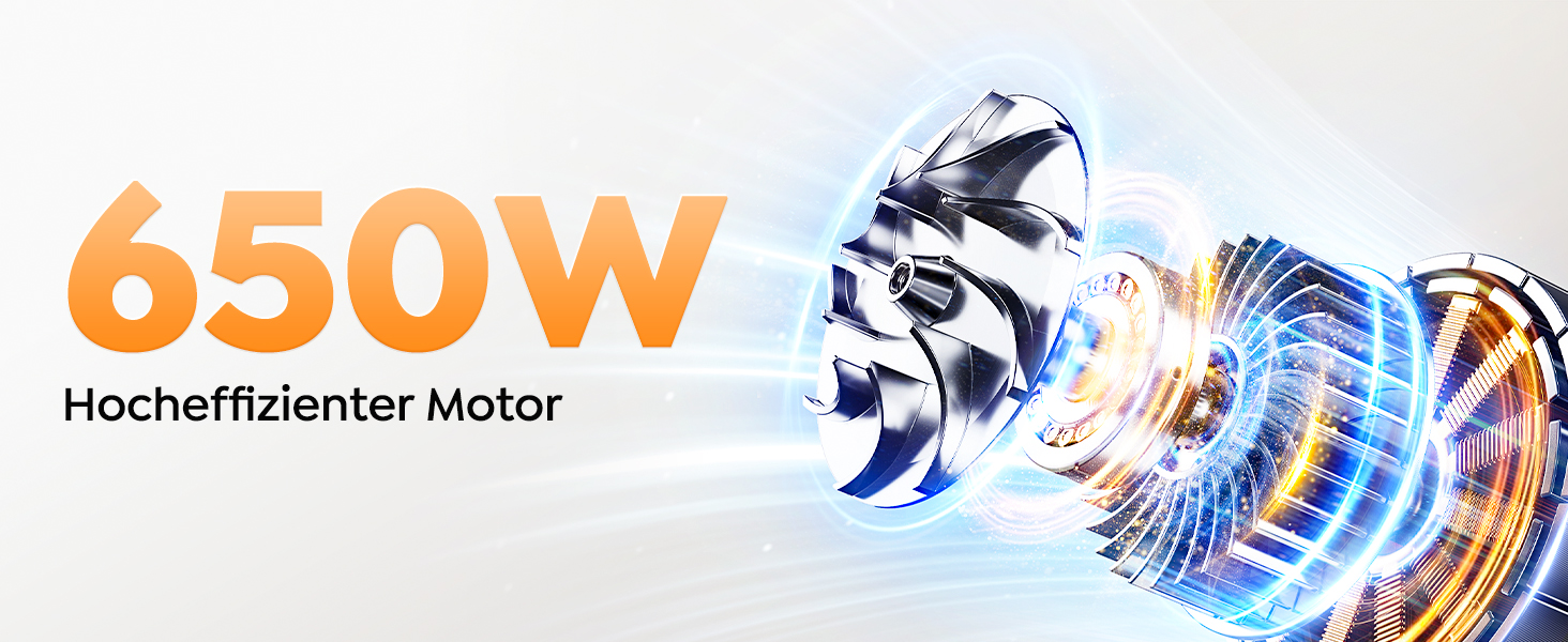 SMOTURE Бездротовий пилосос 650W, 50KPA, для видалення шерсті тварин, 60 хв роботи, самостійна підставка, зарядка на стіні, автоматичний режим для килима/підлоги