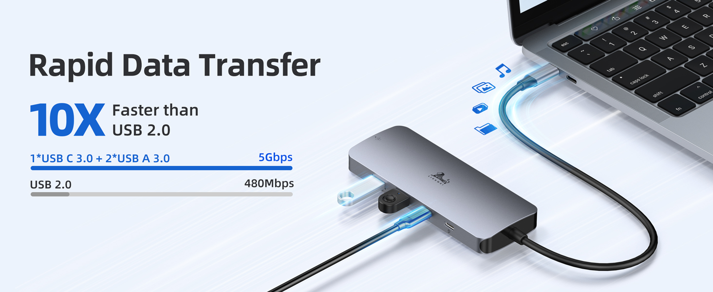 Док-станція USB-C для ноутбука з підтримкою 2 моніторів, 8 в 1: HDMI, DisplayPort, Ethernet, PD 100W, USB 3.0, сумісна з Dell, HP