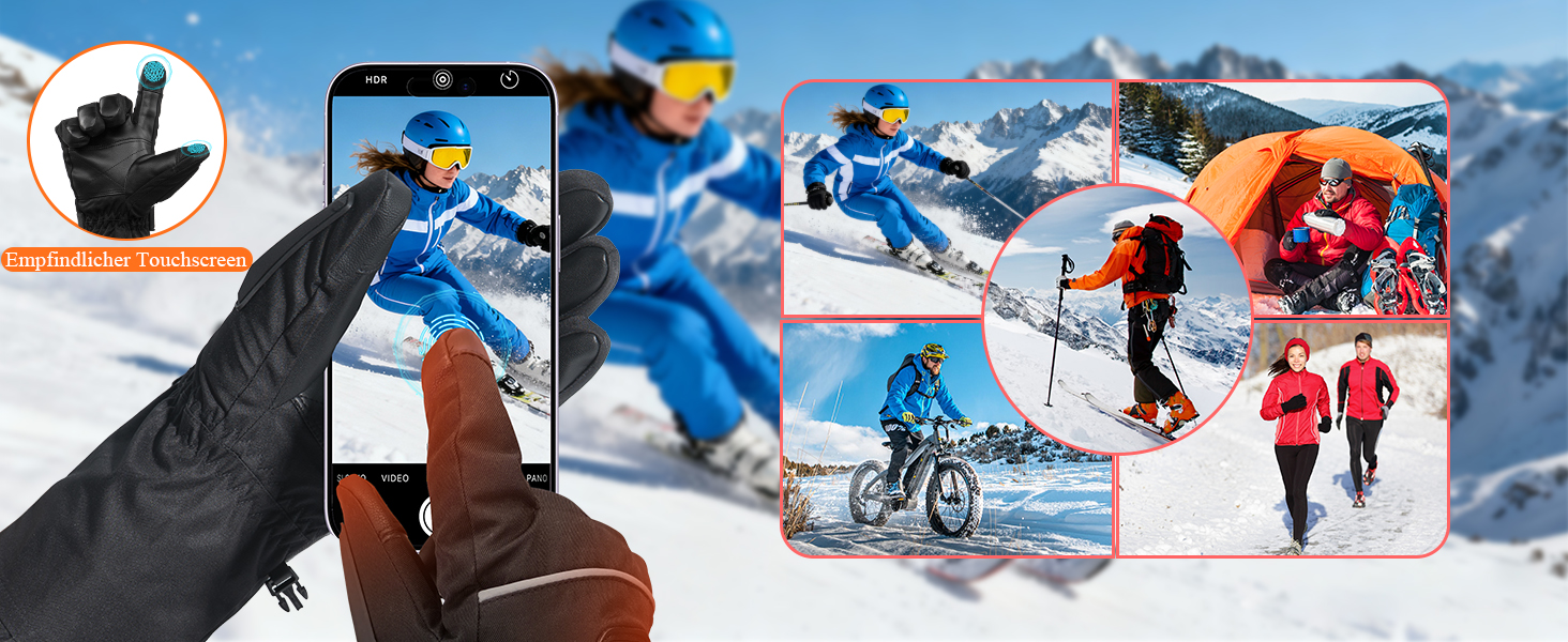 Обогріваючі рукавички Minthouz 5V 5000mAh USB-C з регулюванням температури, водонепроникним екраном та 3 рівнями нагріву - ідеальні для зимових пригод, роботи та спорту