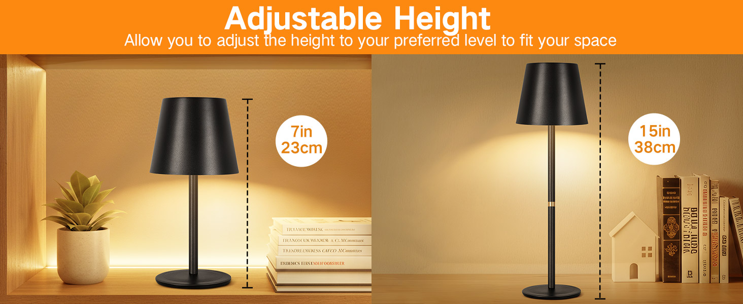 OUTON LED Настільна лампа 2 шт. Бездротова з зарядкою, сенсорне керування, 3 режими, IP54, 30 годин роботи, для дому та відпочинку, чорна