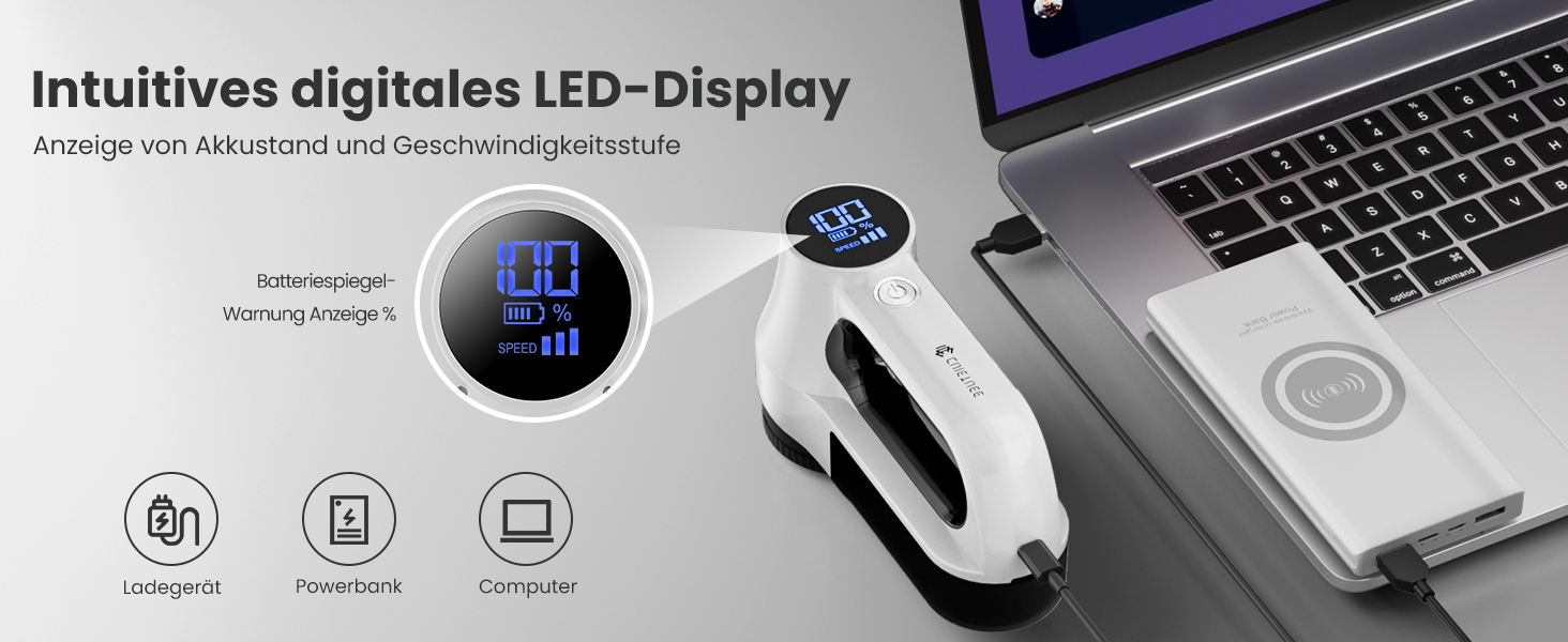 Машинка для видалення катишків CuieTuee з LED та USB-зарядкою, 3 швидкості, 2000mAh, для одягу, білий
