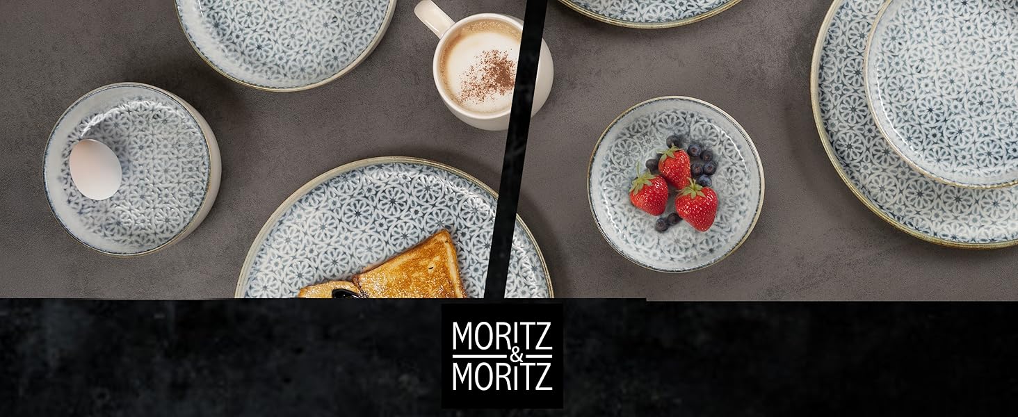 Набір мисок Moritz & Moritz ALHAMBRA 6 шт. блакитні - стильні та міцні миски з порцеляни для мюслі, супів та салатів. Можна мити в посудомийній машині, підходять для мікрохвильової печі, ідеальні для щоденного використання.