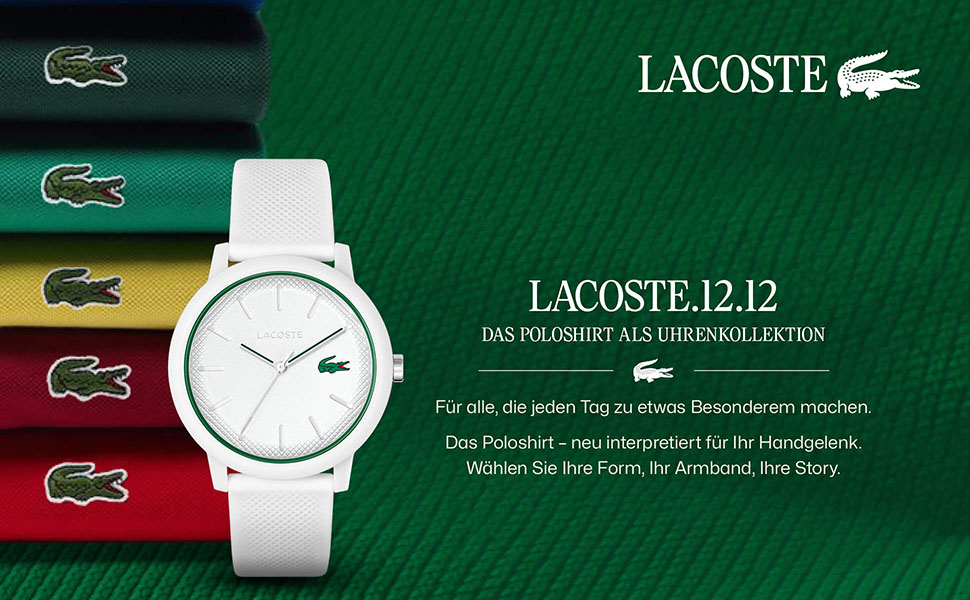 Аналоговий кварцовий годинник Lacoste 12.12 унісекс із силіконовим ремінцем Petit Piqué, спортивний стиль