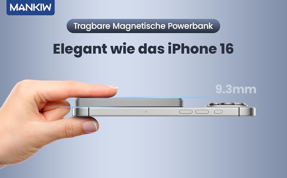 Powerbank MANKIW MagSafe 5000mAh: Бездротова зарядка 20W, підтримка iPhone 17/16/15/14/13/12 та MagSafe Case