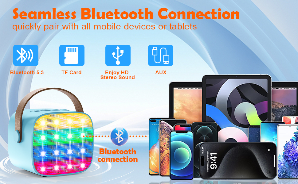 Дитяча караоке-машина з 2 мікрофонами, Bluetooth, світлові ефекти, для дітей 3-12 років