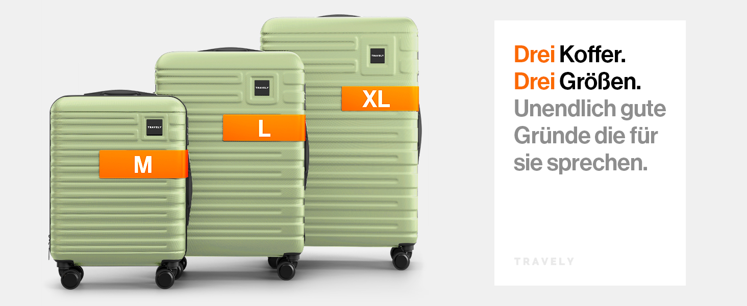 Набір валіз Travely з полікарбонату (77см, 67см, ручна поклажа) з TSA замком та плавними колесами