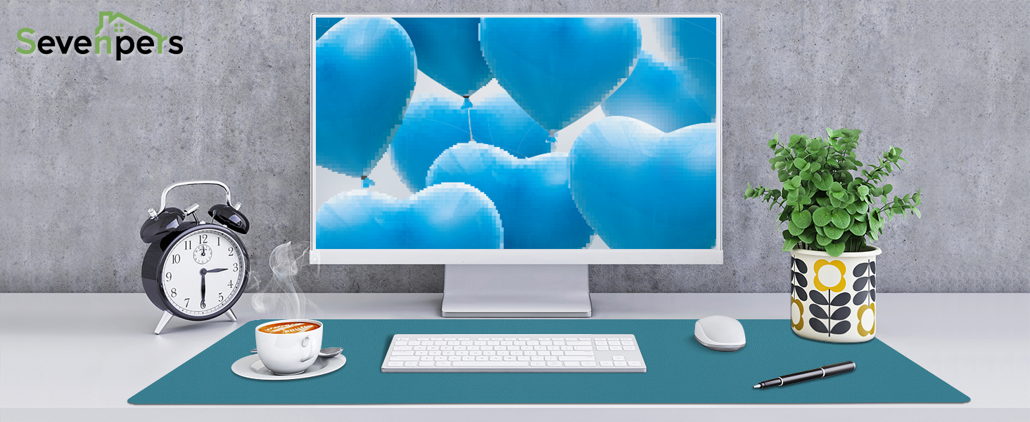 Килимок для столу та миші з PU шкіри Office, 80x40 см, небесно-блакитний