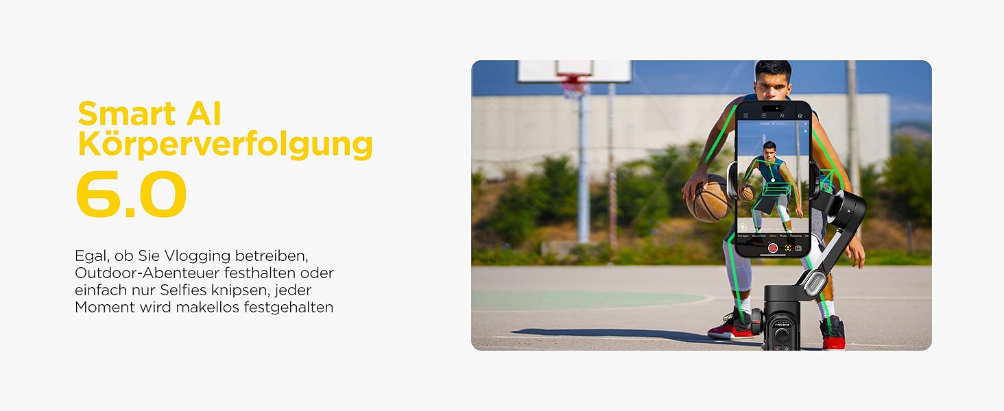 Стабілізатор Gimbal AOCHUAN для iPhone та Android - 3-осьовий, з фокусуванням, трекінг облич/об'єктів, для відеозйомки