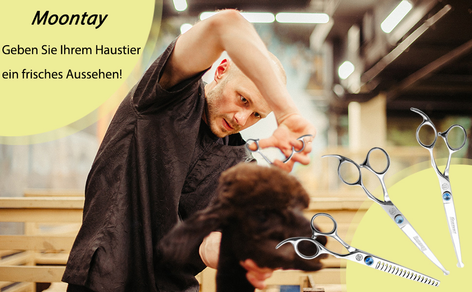 Професійні ножиці для грумінгу собак Moontay: набір для стрижки, витончення та фінальної обробки (7 дюймів, 440C сталь)