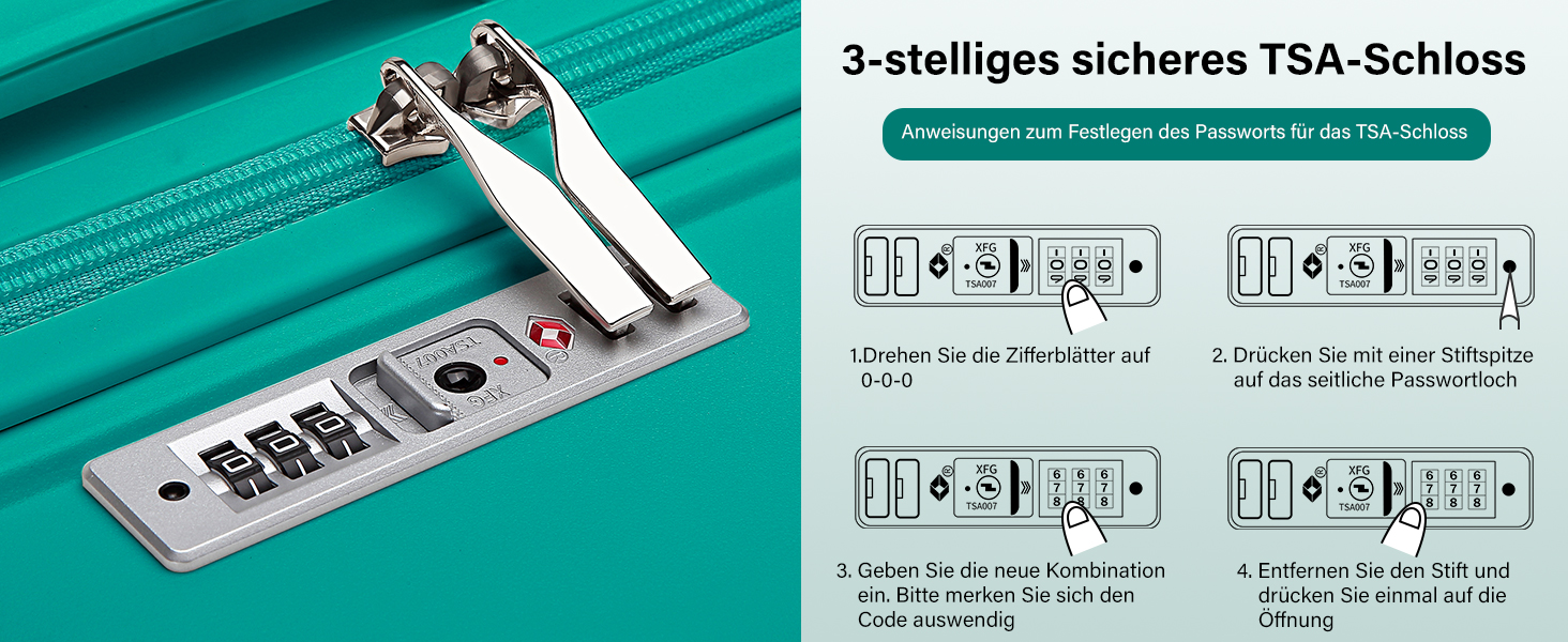 KONO Чемодан середнього розміру 65см з поліпропілену, з TSA замком, 65x46x26.5см (Зелений)