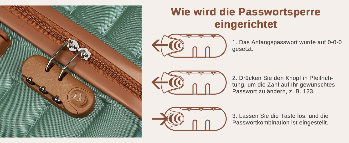 KONO Чемодан-валіза на коліщатках середнього розміру (66 см) з ABS+PC, з замком та подвійними колесами (Темно-зелений/Коричневий)