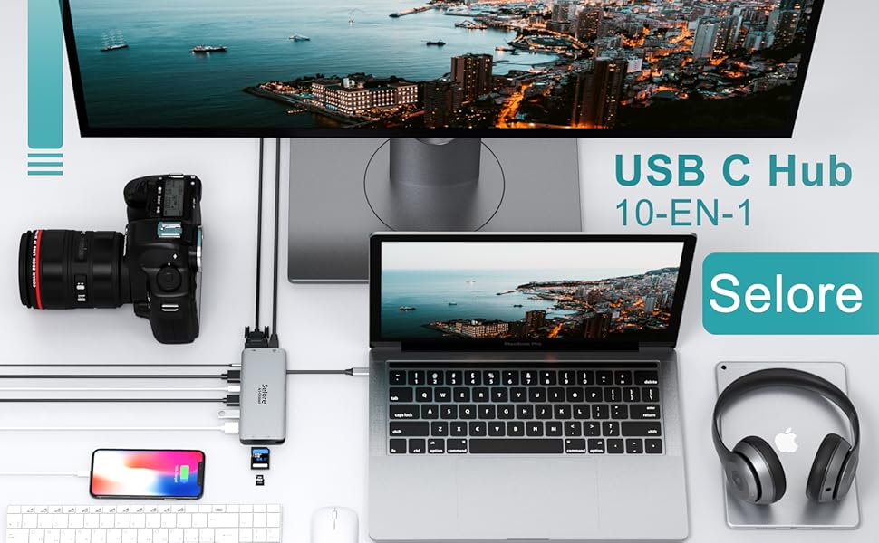 Док-станція USB-C для ноутбука з підтримкою 2 моніторів 4K, 13 в 1, з DisplayPort, HDMI, USB3.1, RJ45, 100W PD, кардридер, аудіо/мікрофон, для Dell HP (сірий)