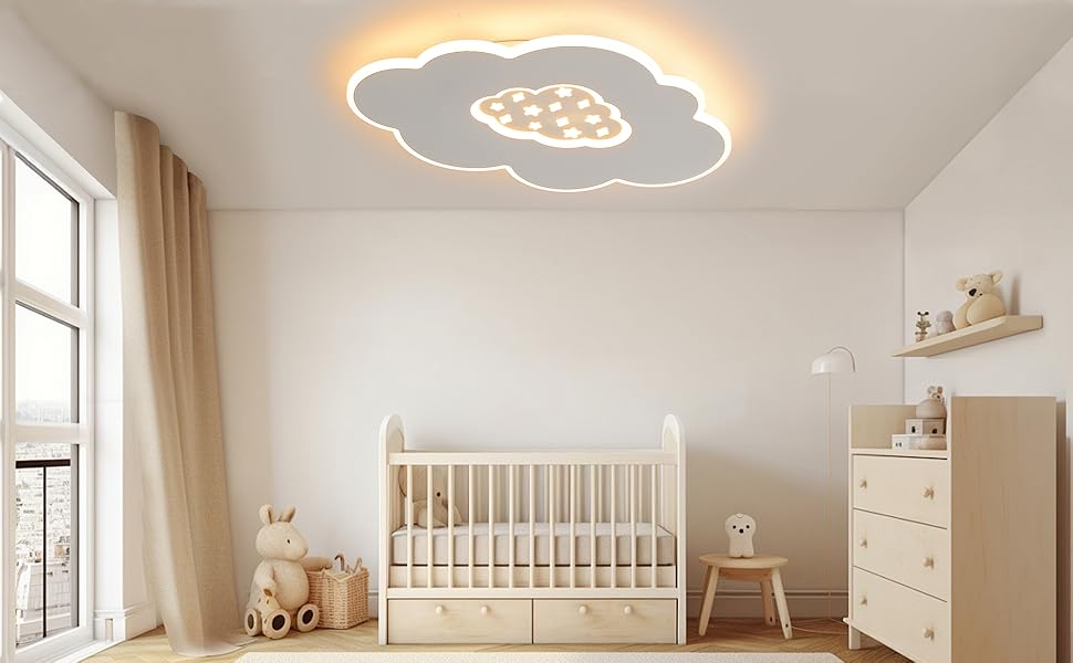 LED Ceiling Light for Kids' Room, 40CM Cloud Lamp LED Ceiling Light Dimmable with Remote Control 3000K-6000K 24W Kids' Lamp Ceiling Light for Kids' Room | Nursery | Bedroom | Living Room