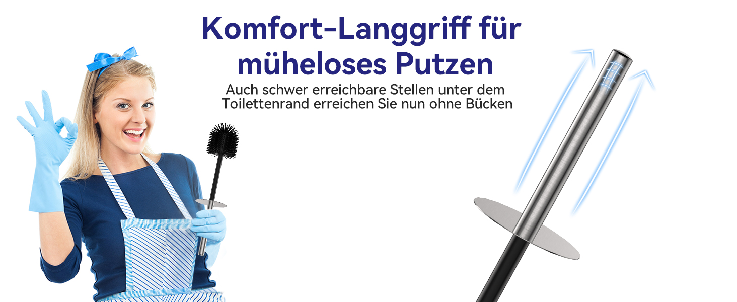 Набір для чищення унітазу DOWRY з тримачем, 2 насадки, металева щітка та тримач, для ванної кімнати, срібляний, прямокутний