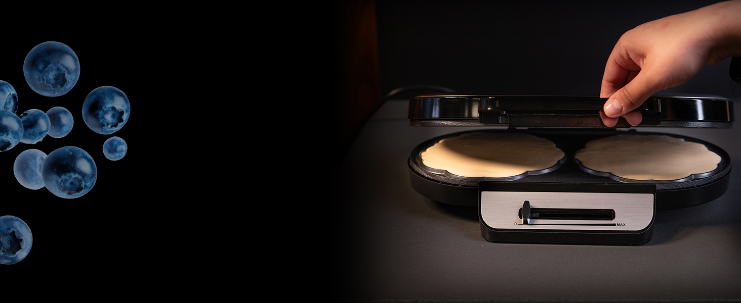 Вафельниця LEHMANN Doppel Waffeleisen Herzform - для випікання 10 вафель у формі серця, з антипригарним покриттям, регулюванням температури, індикатором нагріву, 1200W, чорний/срібний