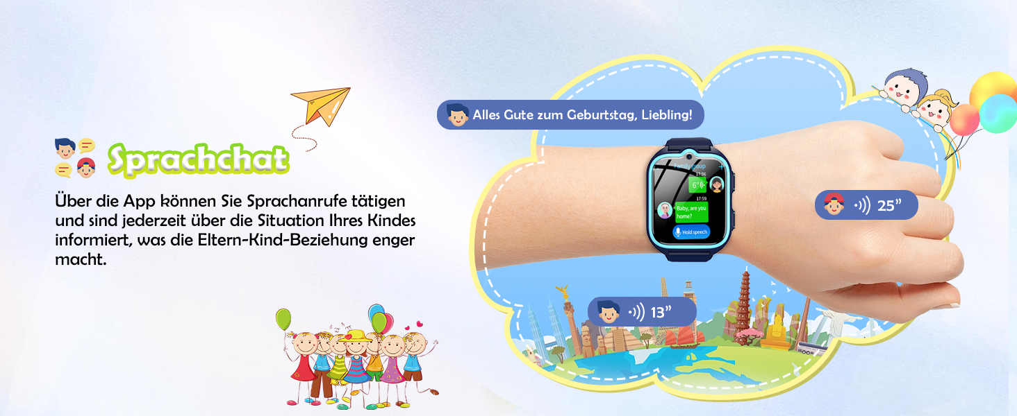 Дитячий розумний годинник з SIM-карткою, GPS-трекер, SOS, 4G, ліхтарик, IP67, для дівчаток та хлопчиків, блакитний