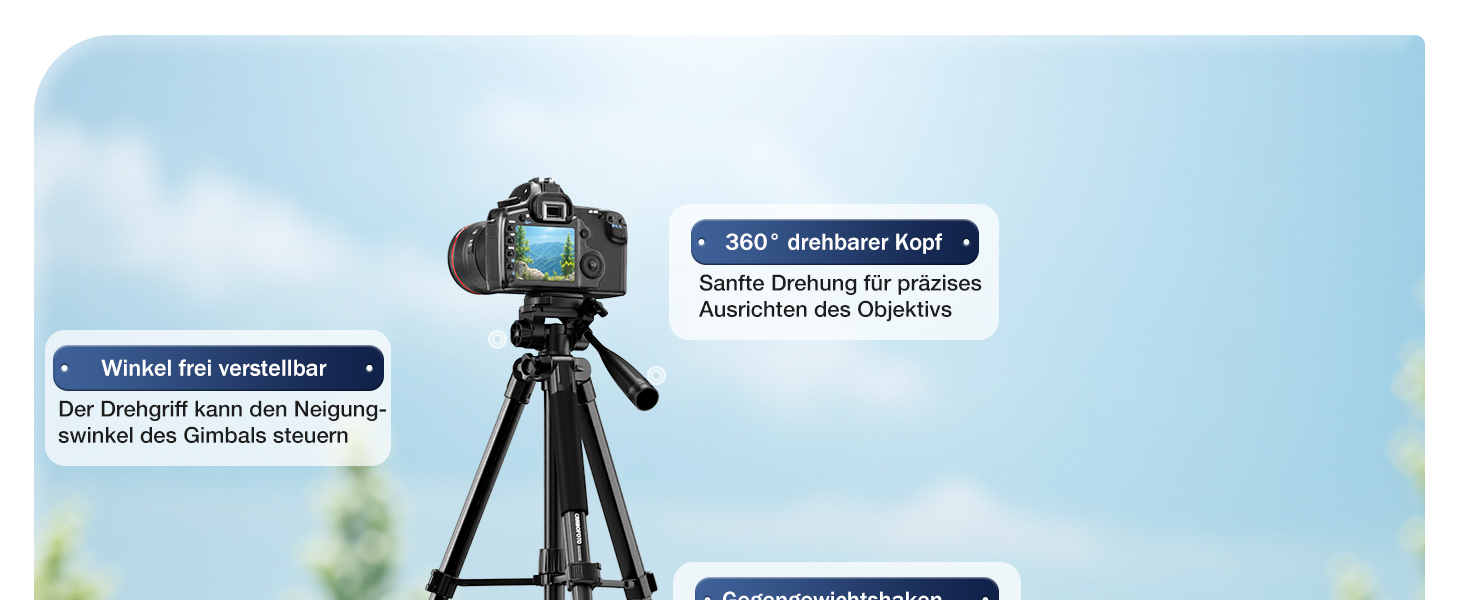 Штатив для камери CAMBOFOTO 186 см: професійний штатив з моноподом для DSLR, беззеркальних камер, телефонів та відеокамер, з тримачем для телефону та чохлом (чорний)