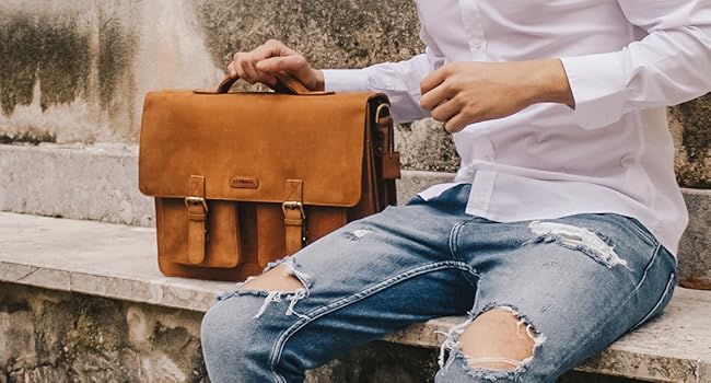 Шкіряна сумка-портфель LEABAGS для ноутбука 15