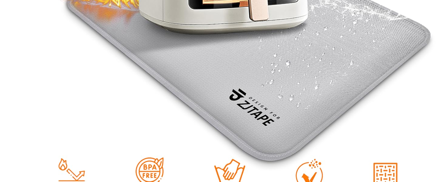 Термостійкий килимок для захисту від нагрівання 60x40 см. Стійкий до вогню, силіконовий килимок для кухонних стільниць, фритюрниць, кавоварок. Нековзкий та водонепроникний (40 см x 38 см, срібний)