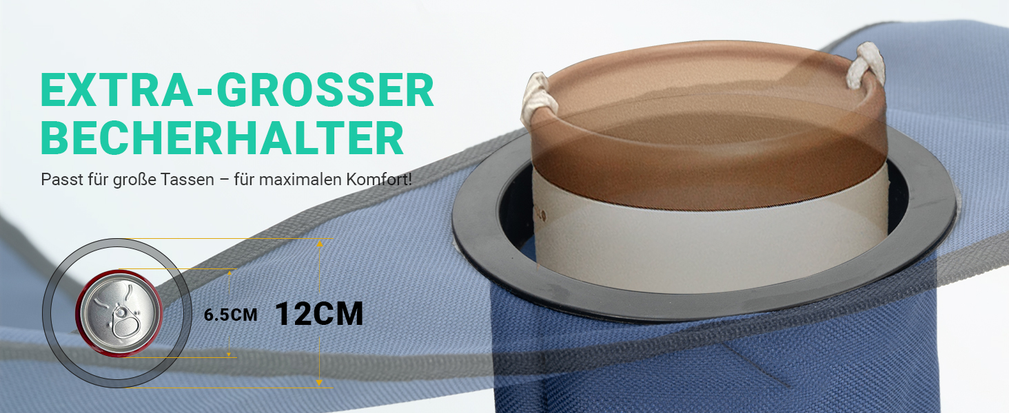 Кемпінговий стілець Overmont зі спадковим дахом, підсклянником та охолоджуючим кишенем - блакитно-сірий