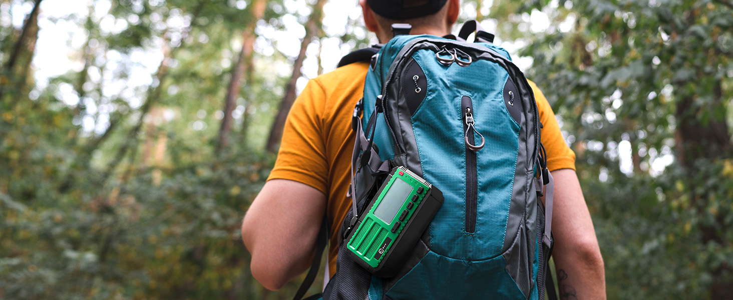 Радіо Kurbelradio з сонячною панеллю Esky, 10000mAh, AM/FM, SOS-сигнал, компас, LED-ліхтарик, живлення для смартфона, для надзвичайних ситуацій та кемпінгу, зелене