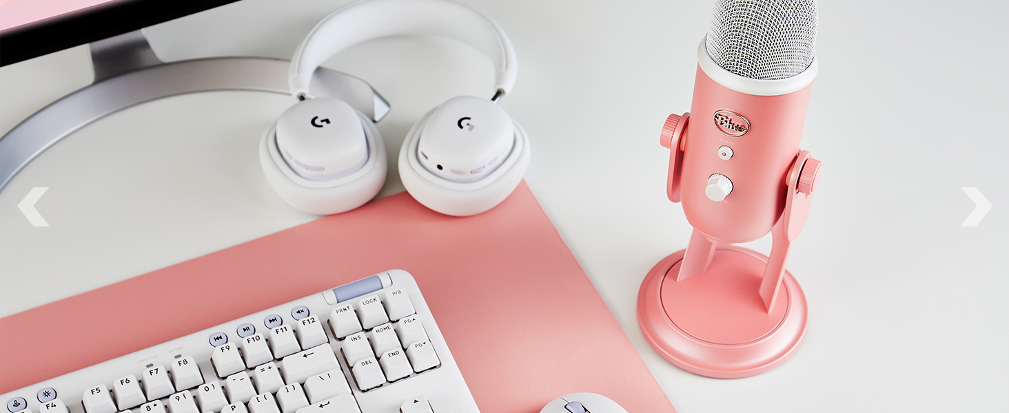 Мікрофон Logitech G Blue Yeti USB для стрімінгу, подкастів та запису (білий) - Преміум якість, Blue VO!CE