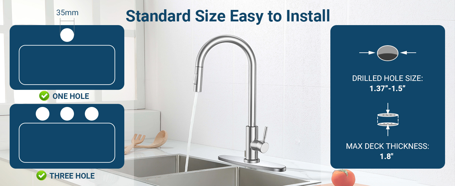 Кухонний змішувач Wasserhahn з висувною лійкою, поворотний на 360°, 2 функції, однорідний, для кухні (сріблястий)